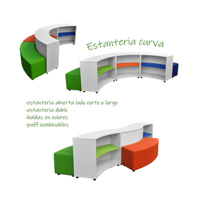 Estantería curva con muchas posibilidades