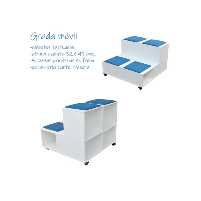 Grada móvil con distintas alturas