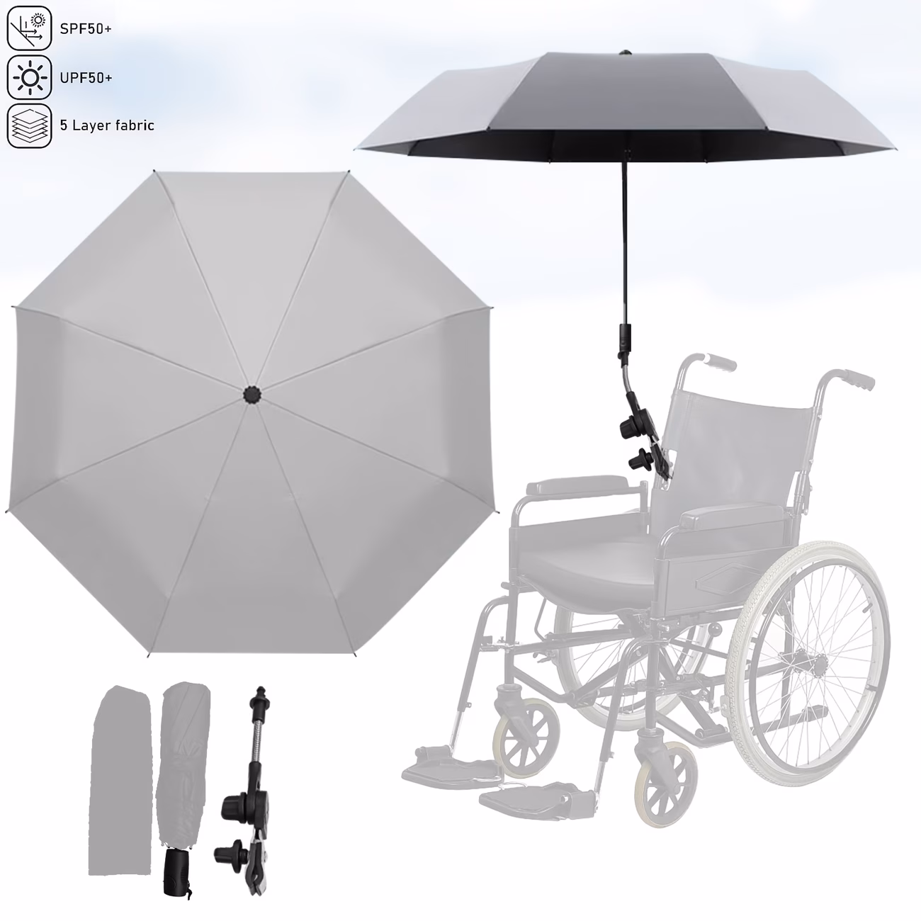 Sombrilla parasol universal ajustable Upf50+ - Imagen 2