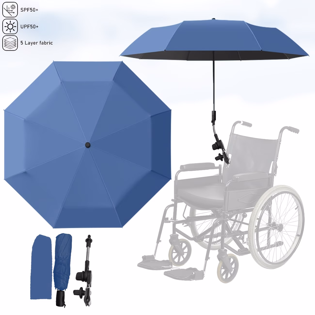 Sombrilla parasol universal ajustable Upf50+