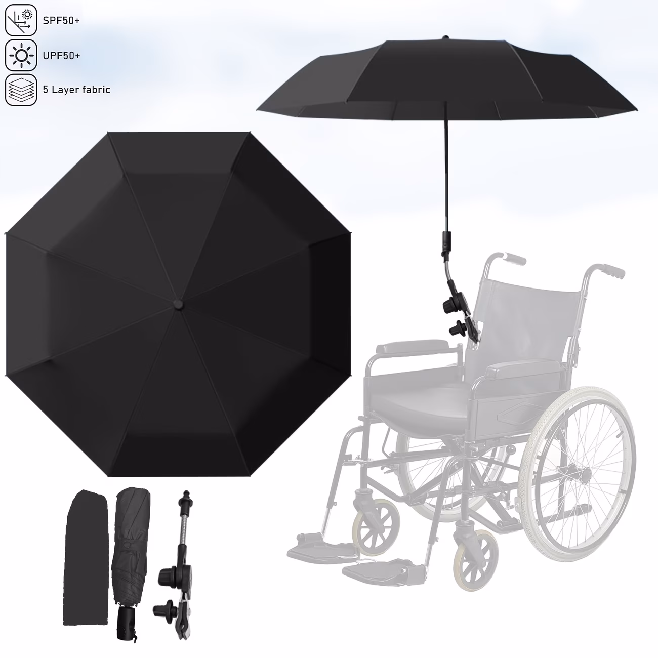 Sombrilla parasol universal ajustable Upf50+ - Imagen 3